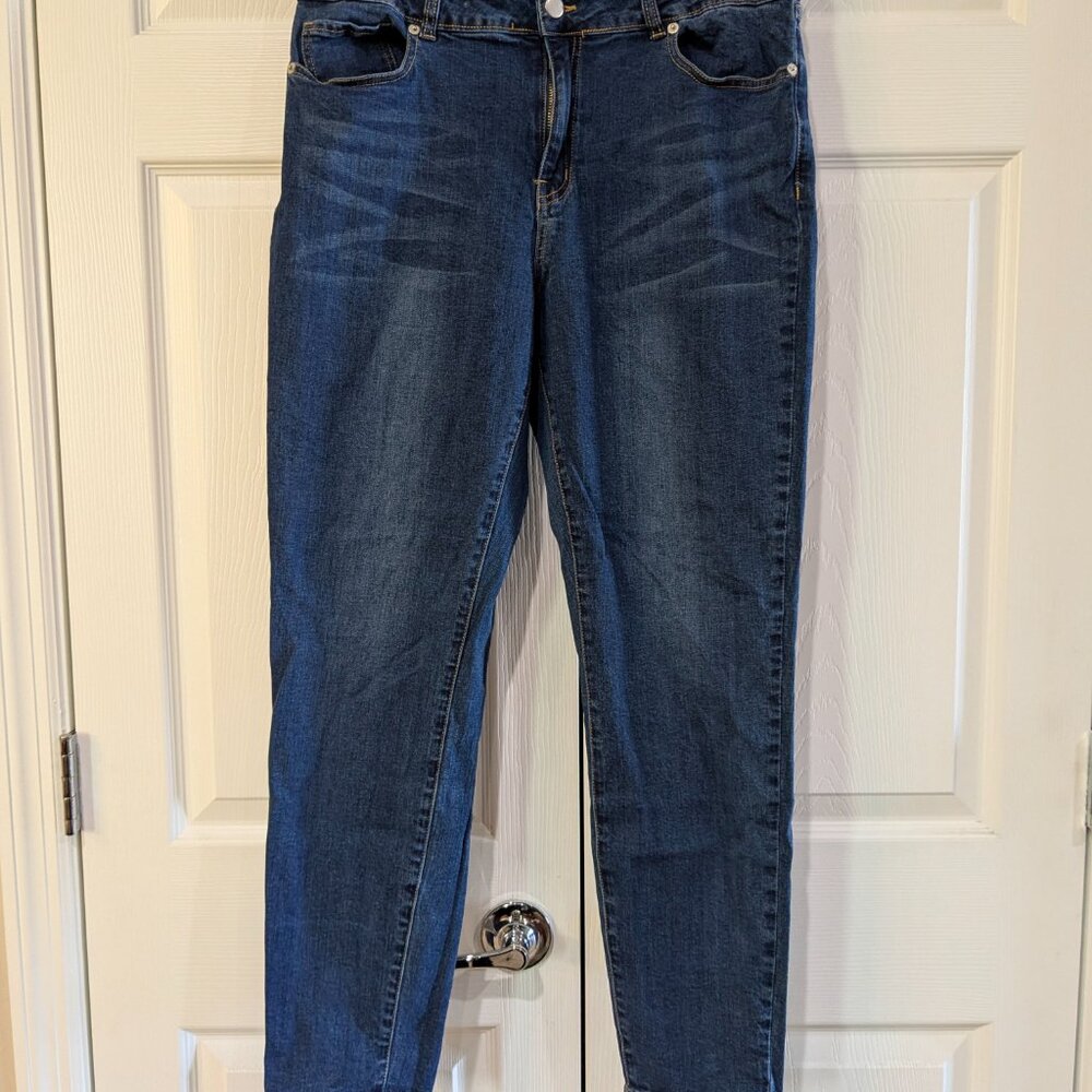 LICTZNEE Women’s Skinny Stretch High Rise Jeans, Dark Blue, Plus Size 16 - Picture 2 of 10